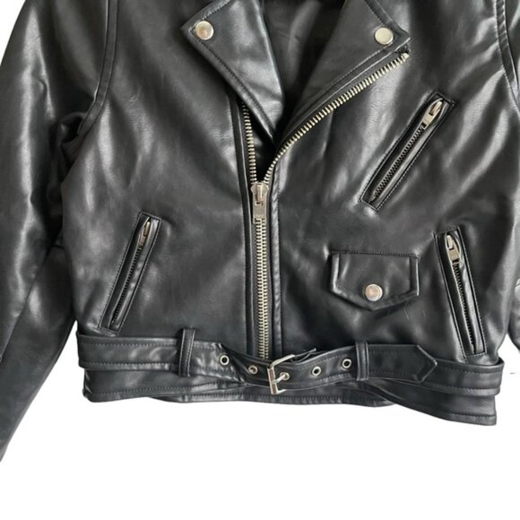 UNIF Vegan Leather Jacket Size XS Solid Black Moto - Picture 5 of 15